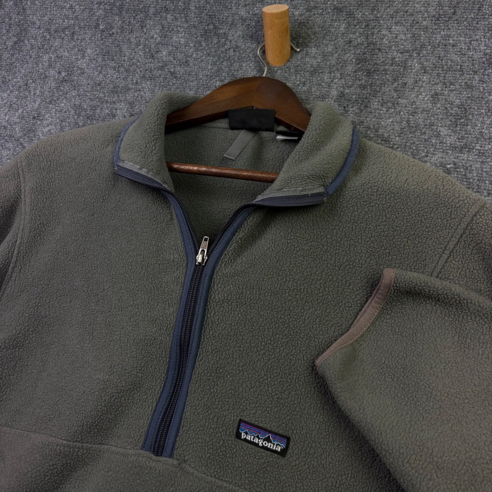 Patagonia Synchilla Fleece Pullover Mens Medium Green Quarter Zip Jacket 0105